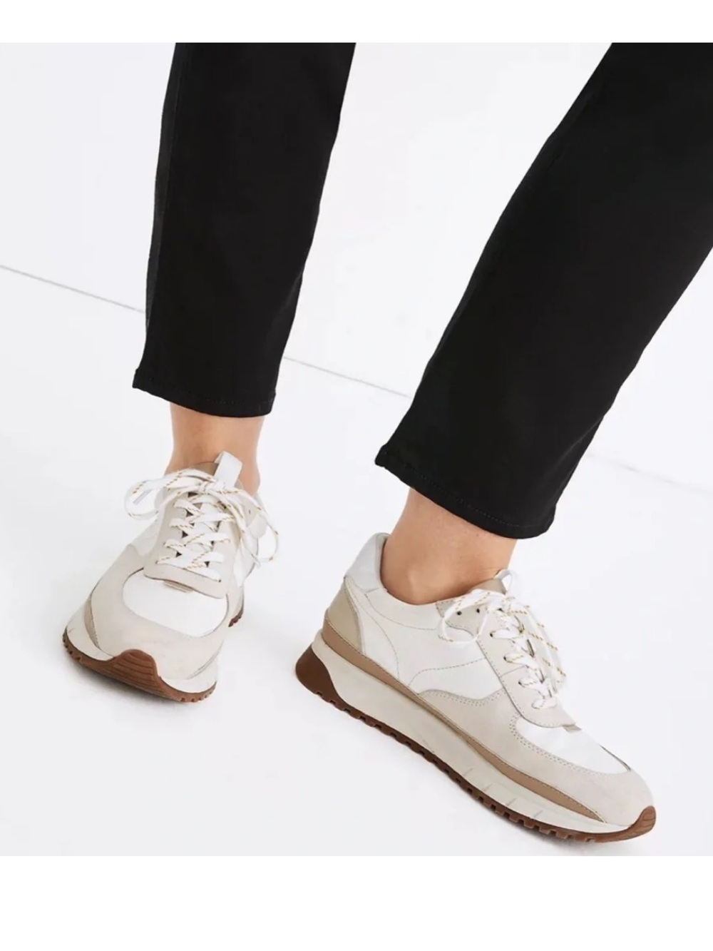 Madewell kickoff trainer sneaker in Cream and Tan